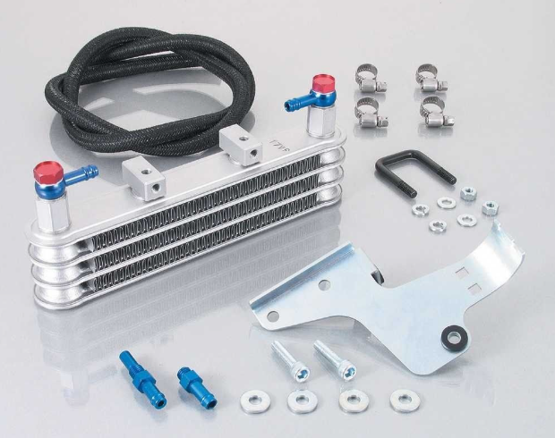 Mechanical cooling system components on a gray background