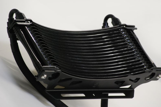 Close-up of a black radiator on a white background