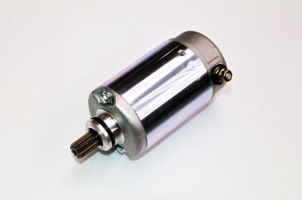 Metallic cylindrical component on a white background