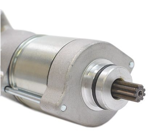 Metallic cylindrical component with shaft on a white background