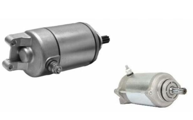 Two metal starters on a white background
