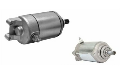 Two automotive starters on a white background