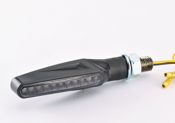 Motorcycle turn signal light on a white background