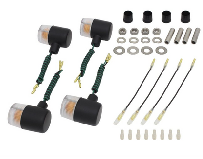 Automotive inspection tool kit with various components on a white background