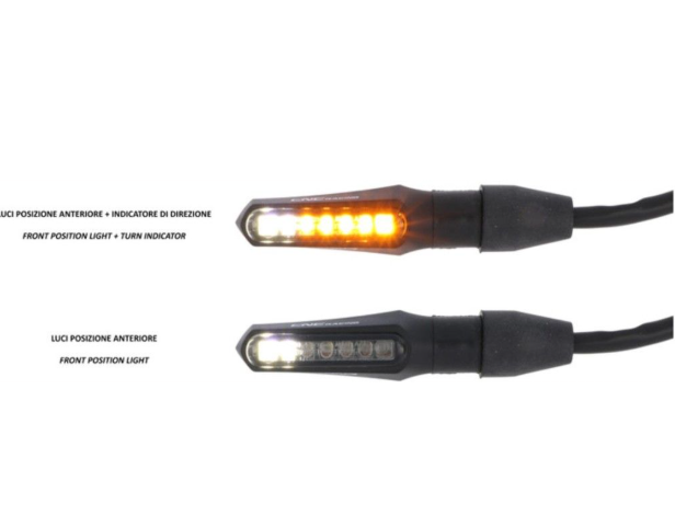 Motorcycle turn signal and position light on a white background