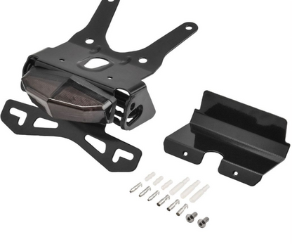 Black motorcycle mount kit with screws on a white background