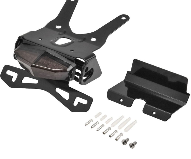 Black motorcycle mount kit with screws on a white background