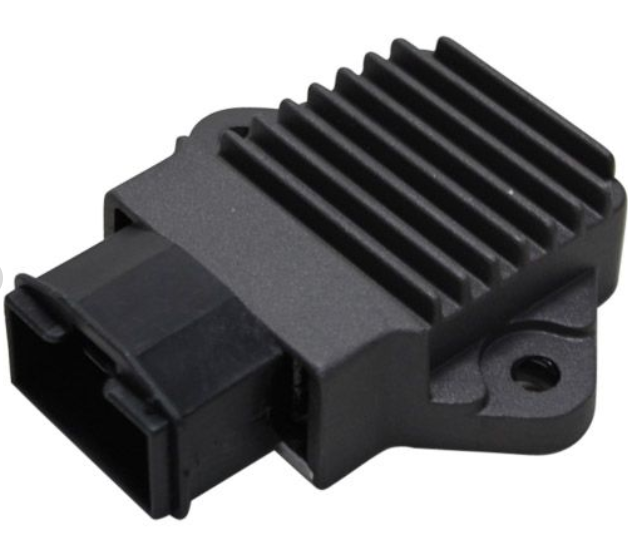 Black electronic component on a white background