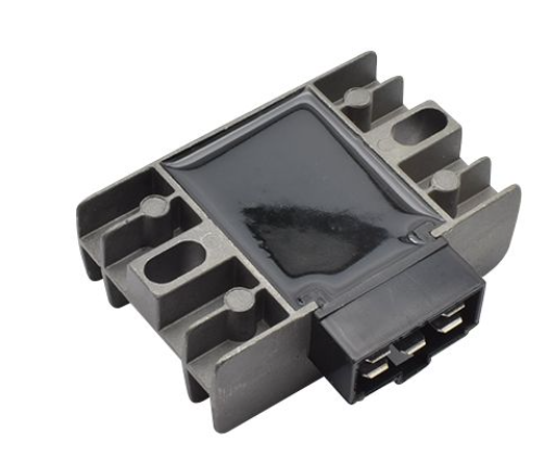 Black electronic component on a white background