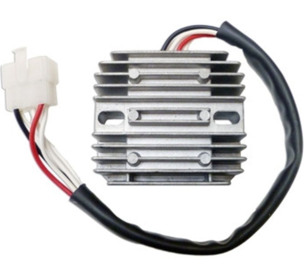 Rectangular metal component with wires on a white background