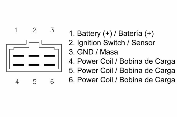 Diagram of a wiring diagram with labeled connections on a white background