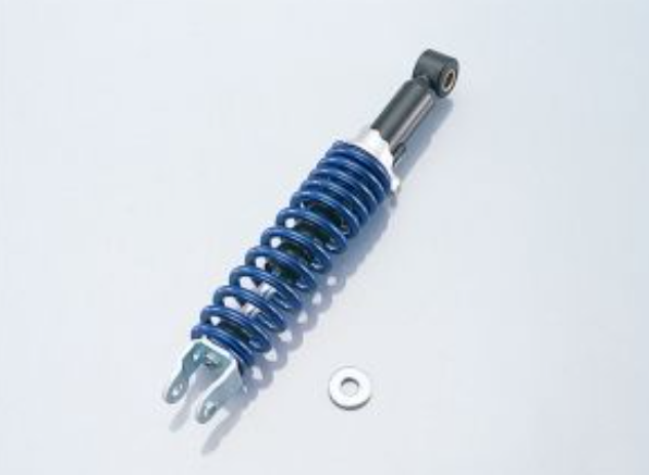 Shock absorber with blue spring on a white background