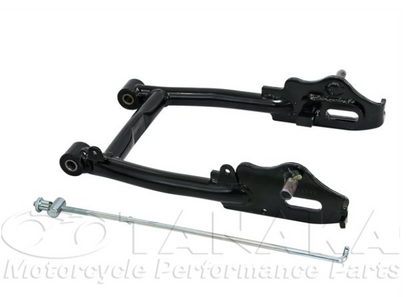 Black motorcycle suspension component with a silver bolt on a white background, featuring the Kolaraka brand.