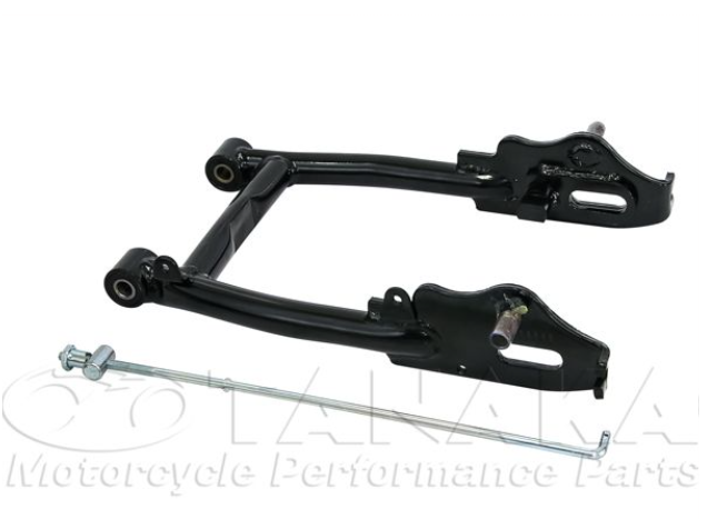 Black motorcycle suspension component with a silver bolt on a white background, featuring the Kolaraka brand.