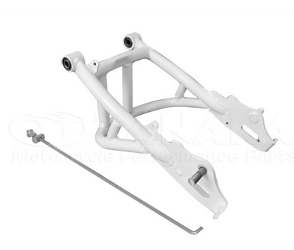 White metal frame with a bolt on a white background