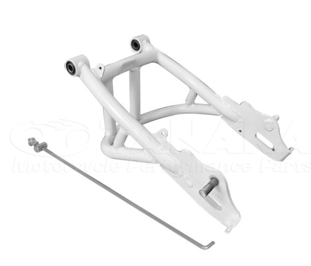 White metal frame with a bolt on a white background