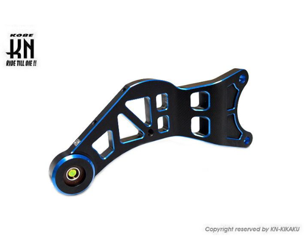 Black and blue metal component with 'KN' branding on a white background