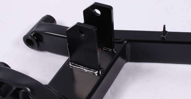 Black metal bracket on a white background