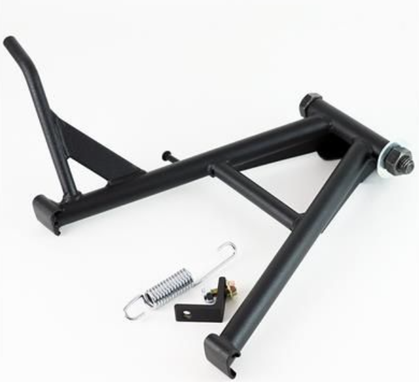 Black metal frame with components on a white background