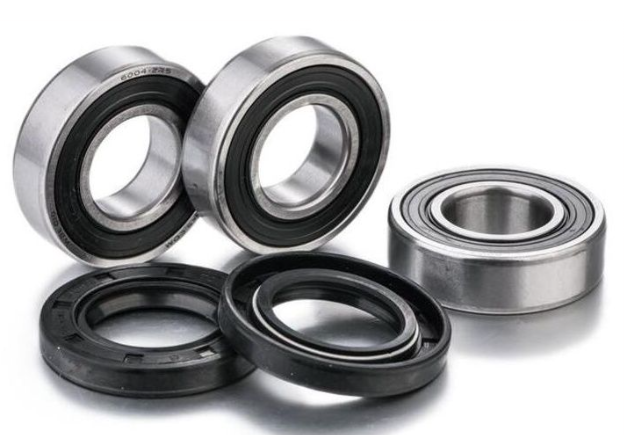 Set of bearings and seals on a white background