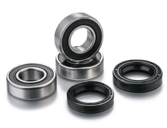 Set of bearings and seals on a white background
