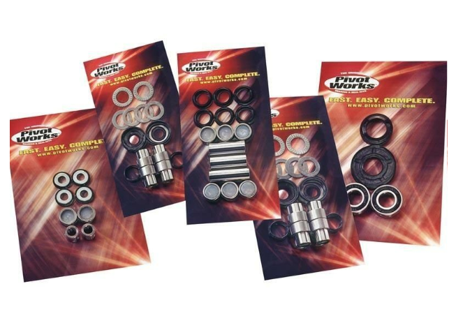 Four packages of 'Mulli Works' bushings on a white background