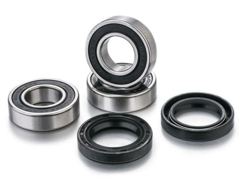 Set of bearings and seals on a white background
