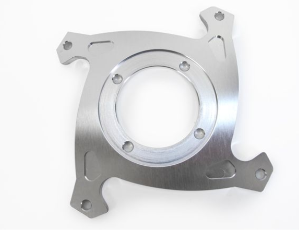 Metallic mechanical component on a white background