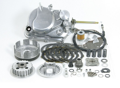 Motorcycle engine parts on a white background