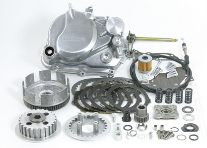 Motorcycle engine parts on a white background