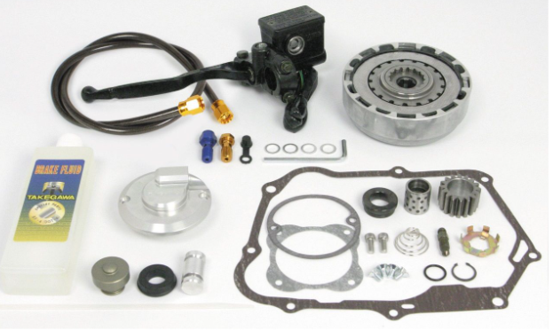 Automotive repair parts kit on a white background