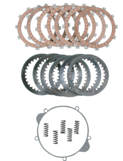 Set of clutch plates and springs on a white background