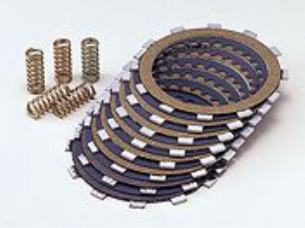 Clutch plates and springs on a white background