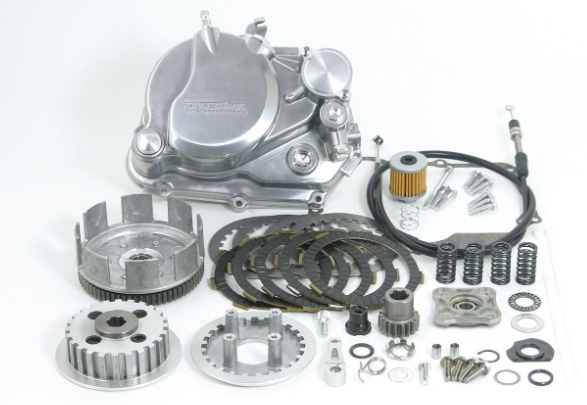 Motorcycle engine parts on a white background