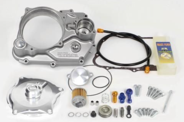Mechanical parts and tools on a white background