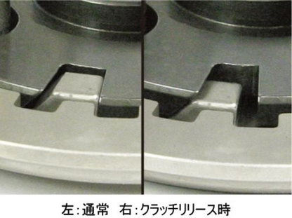 Close-up of metal wheel rim with text indicating 'Normal' on the left and 'Crackle Release' on the right.
