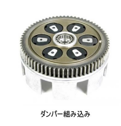 Mechanical component with gears and bearings on a white background