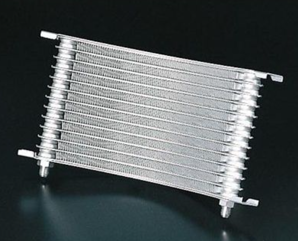 Metallic radiator on a dark background