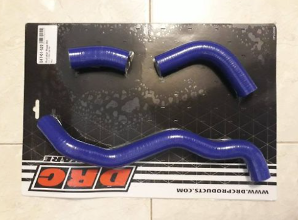 Three blue silicone hoses on a DRG branded card.