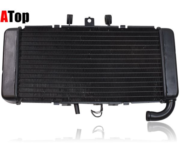 Motorcycle radiator with 'ATop' branding on a white background