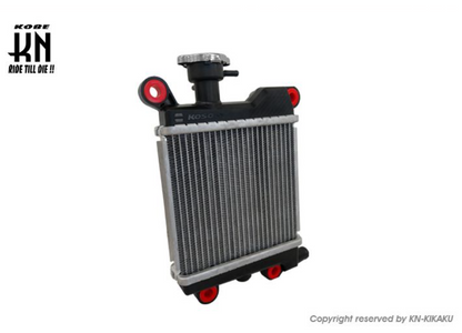 Radiator with red accents on a white background, featuring K&N logo.
