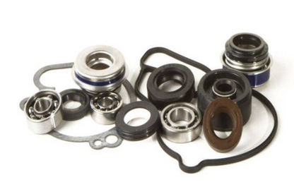 Collection of mechanical bearings and seals on a white background