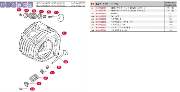 Technical diagram of a cylinder head assembly with parts labeled.