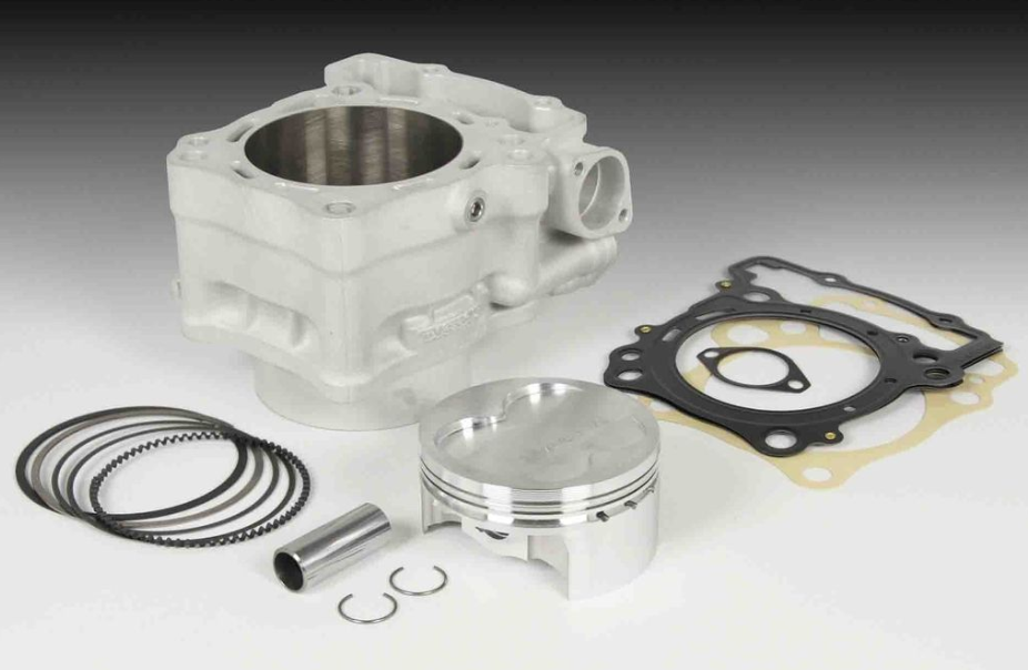 Engine piston and rings set on a white background