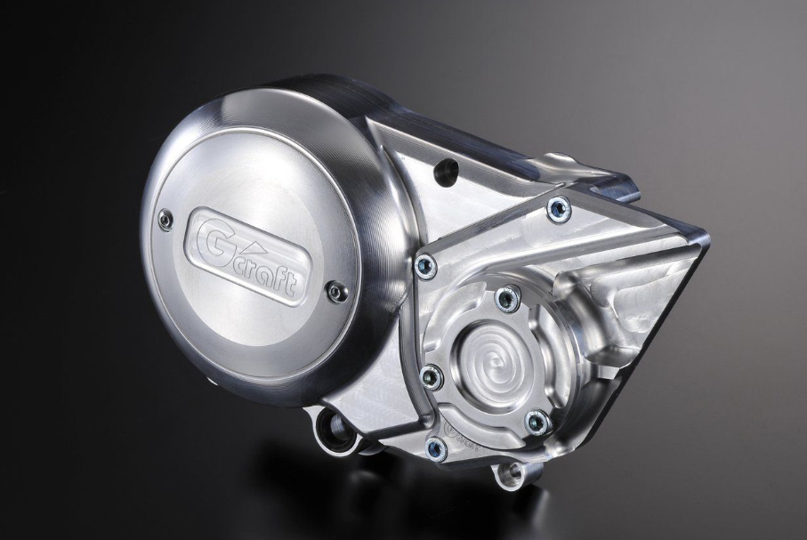 Metallic engine component with 'Craford' branding on a dark background
