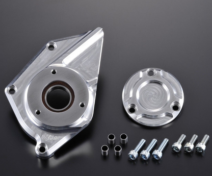 Metal mechanical components on a dark background