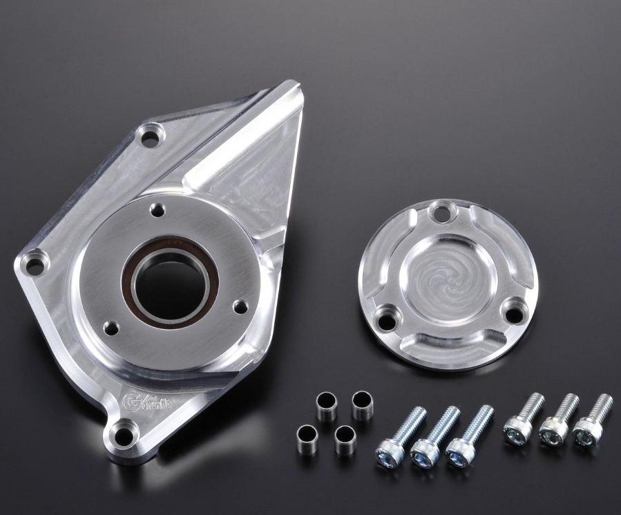 Metal mechanical components on a dark background