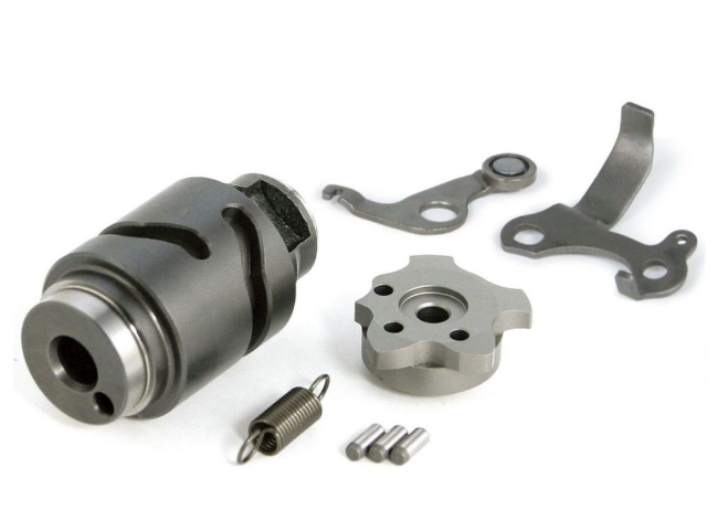 Collection of mechanical parts on a white background