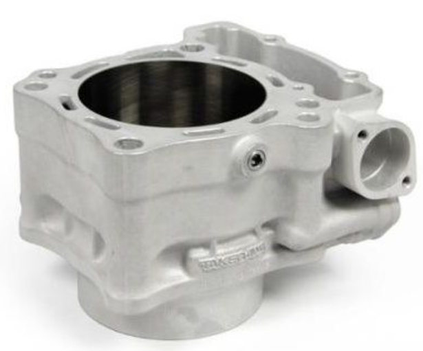 Metal engine block on a white background