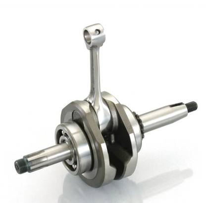 Metallic crankshaft on a white background
